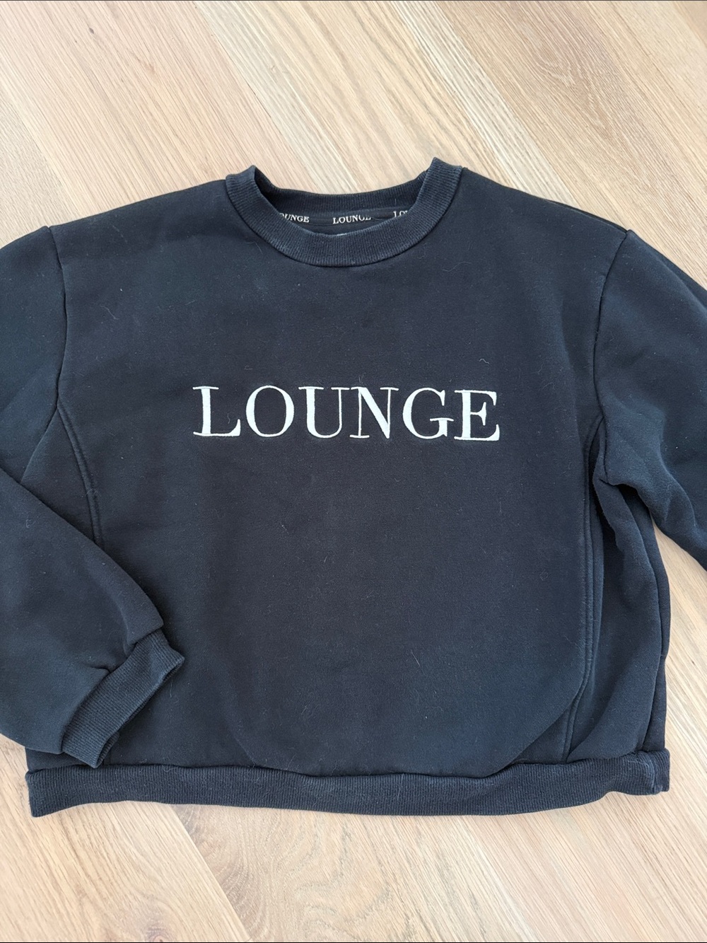 Lounge Apparel Black Embroidered Logo Crewneck Sweatshirt Size M